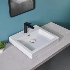 Davivy 18.7''X 17.2'' Rectangle Vessel Sink with Pop Up Drain,Bathroom Vessel 