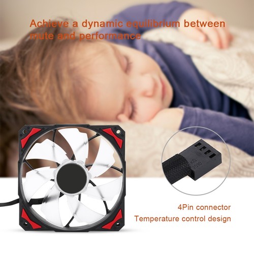 12cm 120mm 4Pin Cooling Fan A LED Lights Cooler PC CPU Case Leaf Radia FY - Afbeelding 9 van 13