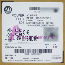 New Allen Bradley 25B-D043N114 PowerFlex 525 22kW 30Hp AC Drive 3 PH