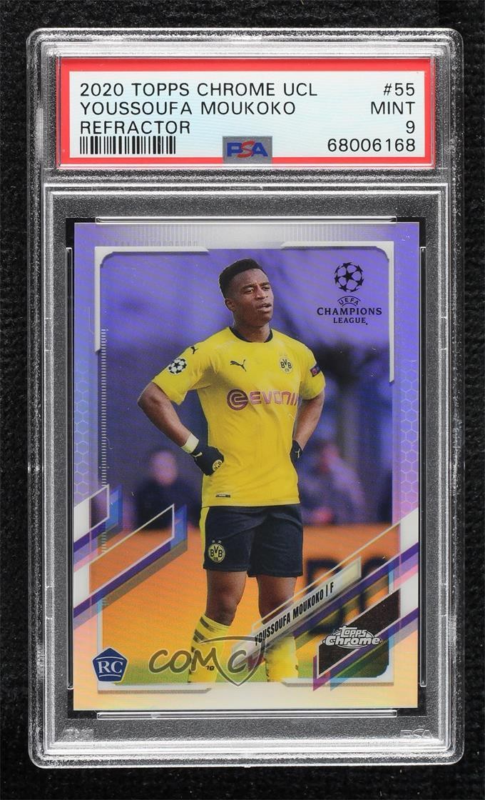 2020 Topps Chrome UCL Refractor Youssoufa Moukoko #55 PSA 9 MINT Rookie RC yf0