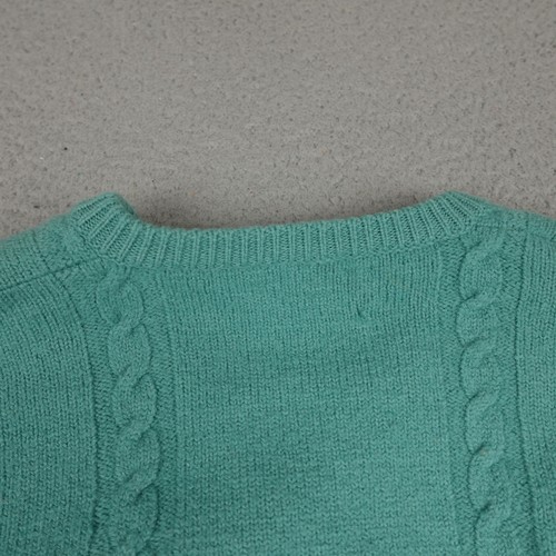 Turnbull & Asser Sweater Mens Large Teal Green Wool Cable Knit England Pullover - Picture 10 of 12