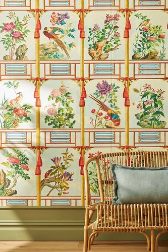 Anthropologie Mind The Gap Chinoiserie Botanical Floral Flowering Wallpaper NWT - Picture 2 of 6