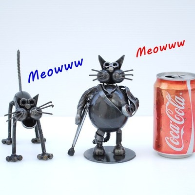 Cat Scrap Metal Sculpture | Funny Cat Lover Gift | Cute Welded Scrap Steel Cat
