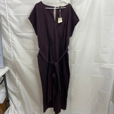NEW Universal Thread women's brown cuffed sleeve v-neck belted stretch jumpsuit