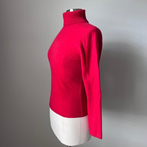 Suéter rojo vintage Ann Taylor para mujer pequeño de dos capas 100 % cachemir cuello alto - Imagen 10 de 15