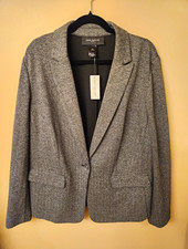 Ann Taylor Factory Herringbone Tweed Blazer Jacket Grey Black Single Button NWT