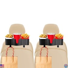 3-in-1 Car Headrest Backseat Organizer Set - 3.7" Cup Holder  Hooks 2-Pack 