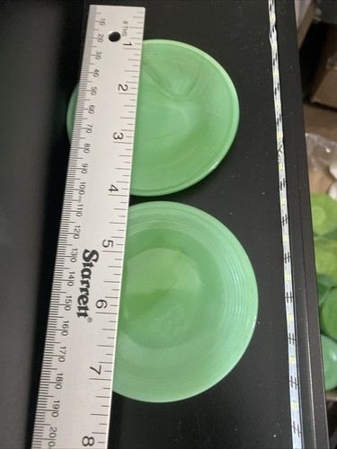 Akro Agate Toy Tea 2 Dishes Green Plates Saucer Mini Plate2 - Picture 3 of 5