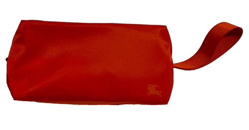 BURBERRY Beauty Pouch Red Nylon Makeup Wrist Dopp Bag Cosmetic Travel Case New - Picture 2 of 12