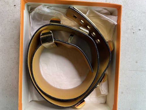 Hermès Belt 80 Box French Clemence Black x orange 32”
