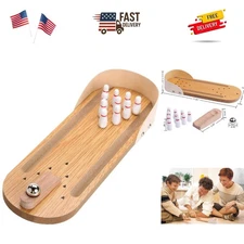 Table Top Mini Bowling Game Set-Tabletop Wooden Board Mini Arcade Desktop Tin...