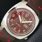 SEIKO 5 AUTOMATIC VINTAGE 6119C JAPAN MENS MAROON COLOR DIAL WATCH a702353-1