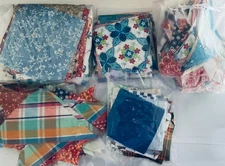 Vintage Fabric Pre-Cut Quilt Pieces: Triangles, Squares 300+ pieces
