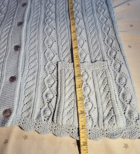 Vintage Baby Blau Retro Strick Cardigan Perlen Knöpfe gewellte Taschen Pullover - Bild 9 von 11