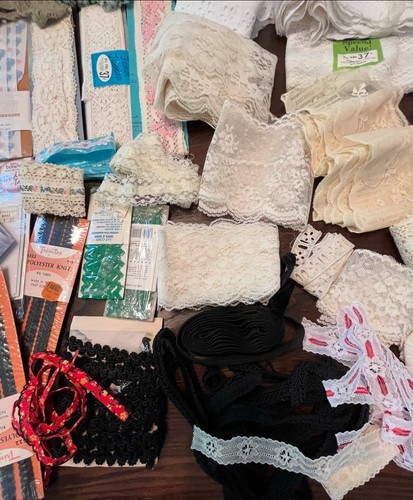 Huge Lot Vtg Lace Crochet Trim Eyelet,Gimp,Ribbon Edging-Sewing Doll Craft 3lbs - Picture 5 of 24