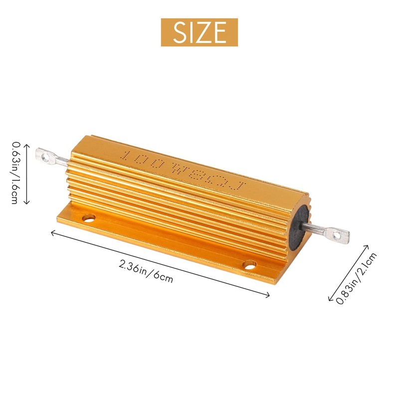Diheohg Plaat goud aluminium weerstand vermogen 100 W, 8 ohm 8R