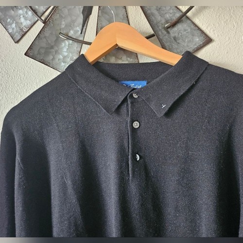 Paul Fredrick Men's Black Silk Cashmere Office Casual Pullover Sweater Size XL. - Picture 4 of 8