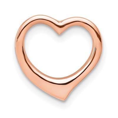 14K Rotgold poliert schwebende Herz Kette Plättchen Anhänger 0,95gm L-12mm