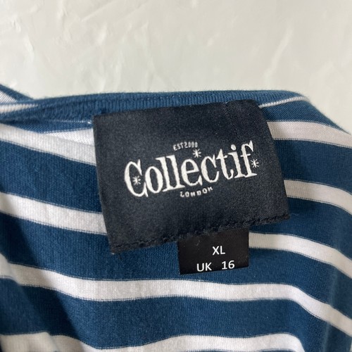 Collectif London Modcloth Womens Dress XL Striped Cotton Nylon Navy FF19 - Picture 7 of 8