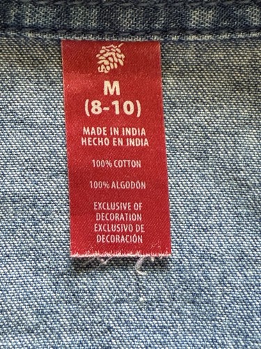 Top denim manica lunga bottoni davanti pupazzi di neve ricamo donna M festività - Foto 5 di 8