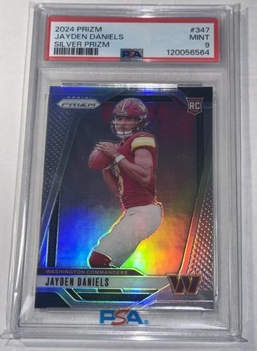 2024 Panini Silver Prizm #347 Jayden Daniels Commanders RC Rookie PSA 9 MINT