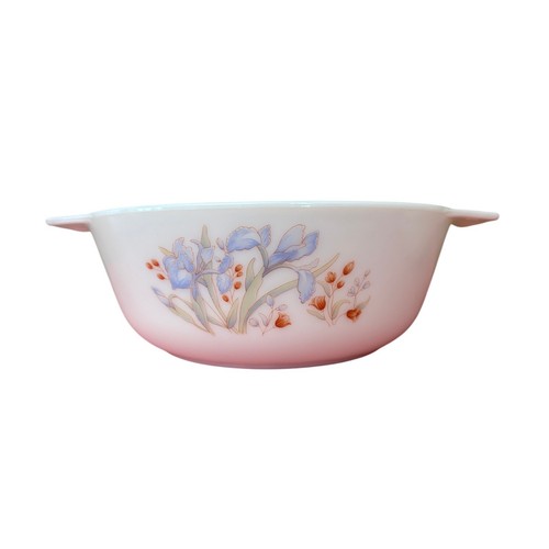 Set of 2 Pyrex casserole dishes "Blue Iris" pattern, produced in England 1980s - Picture 2 of 6