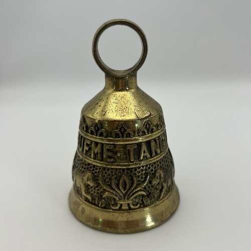 Vintage massive Messing Glocke Kloster Kirche lateinisch Vocem Meam A Ovime Tangit 4,25" - Bild 4 von 9