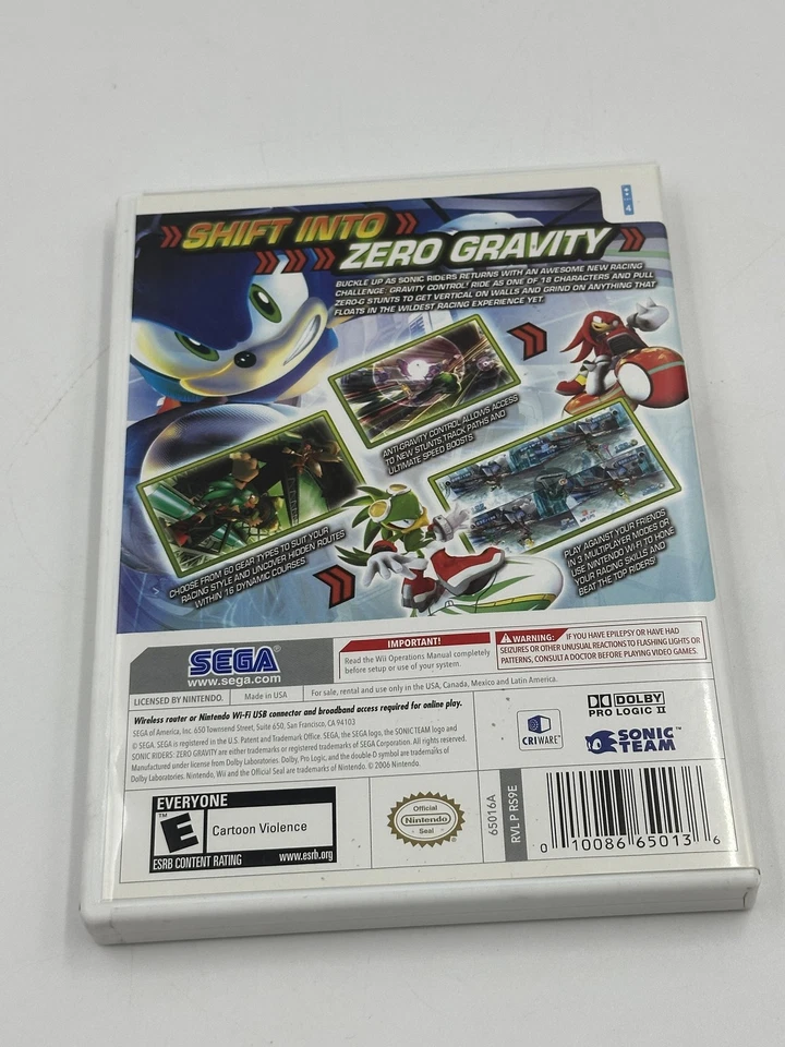 Sonic Riders Zero Gravity Nintendo Wii Juego Completo CIB Probado Sega Hecho en EE. UU. Foto 2 de 4