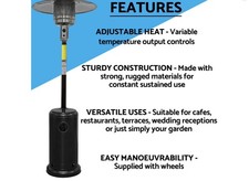Gasmaster 14kw Outdoor Gas Patio Heater for Commercial & Domestic Use - Black