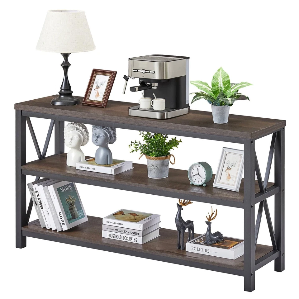 Console Table for Entryway, Sofa Tables Behind Couch, Rustic Wood and Metal F... - Image 3 of 4