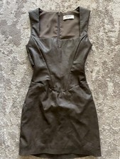 House of CB Brown Faux Leather Mini Dress XS Bodycon Square Neck