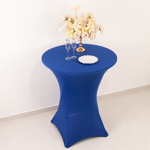 Elegante mantel de mesa de cóctel de spandex azul real para boda fiesta hogar - Imagen 2 de 8