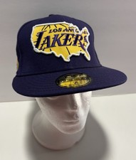 NWT Los Angeles Lakers Purple US NEW ERA 59FIFTY Fitted Hat ESPN "O'Neal" Sz 7