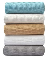 100 Cotton Waffle Weave Blanket Twin Size Breathable Cooling Grey 60x90 Inch