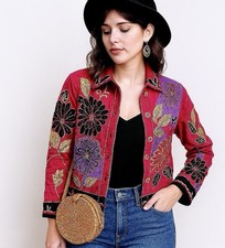 Sandy Starkman Vintage Sz L Floral Artsy Embe...