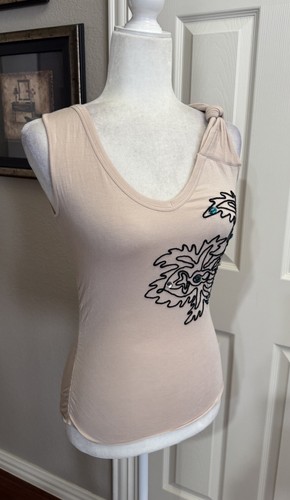 Camiseta sin mangas vintage Atelier para mujer beige cuello en V lado acanalado talla XS - Imagen 14 de 19