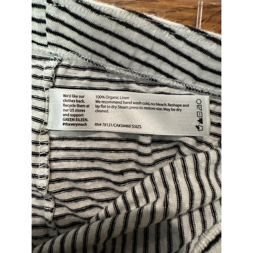 Eileen Fisher Medium Striped Linen Blend Midi Skirt Black White Drawstring Waist - Picture 5 of 5