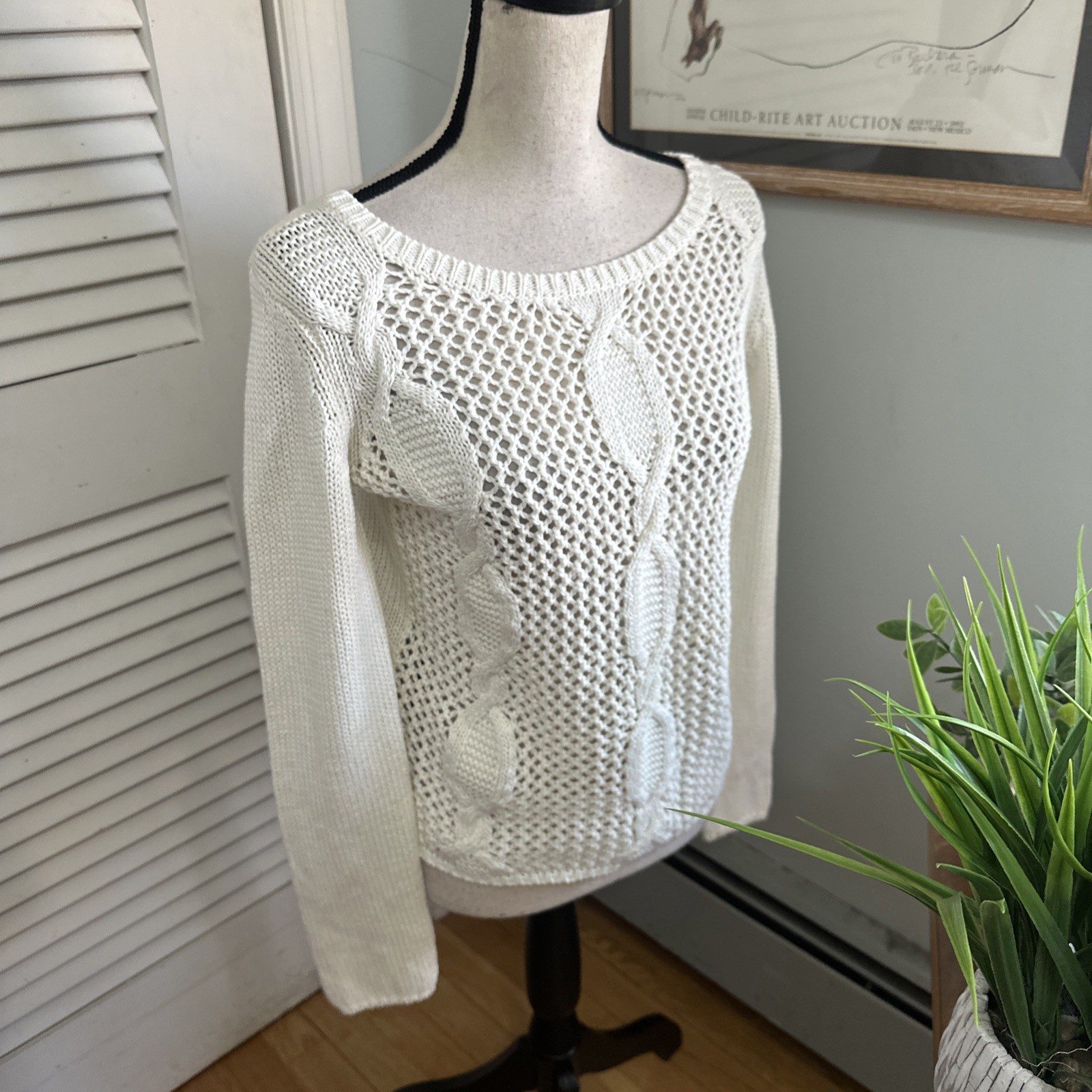 Boss Orange Sweater Womens Small Walice Open Cable Knit Jumper Coastal Casual image 3