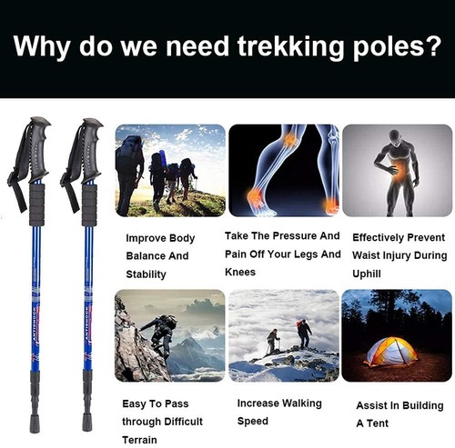 Trekking Poles, Collapsible Lightweight Shock-Absorbent Hiking Walking Sticks... - Picture 6 of 6