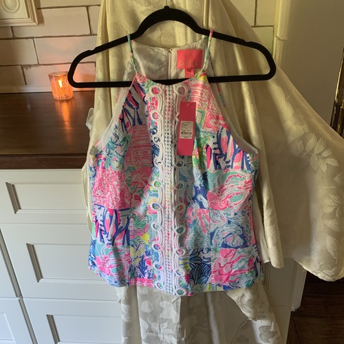 Lilly Pulitzer Pearl Top Pop Up Summer Remix Size 10