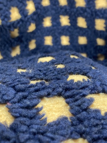 FUZZY SHERPA JACKET XL Yellow Checker Faux Fur Oversized Knit Full Zip - Picture 21 of 24