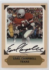 2001 Fleer Ultra College Greats Preview Auto Earl Campbell Auto HOF a8r