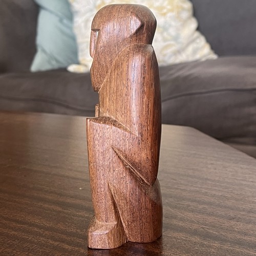 RARE Vintage PALAU MICRONESIA CAROLINE TOBI ISLAND CARVED WOOD FIGURE Squatting - Picture 7 of 14