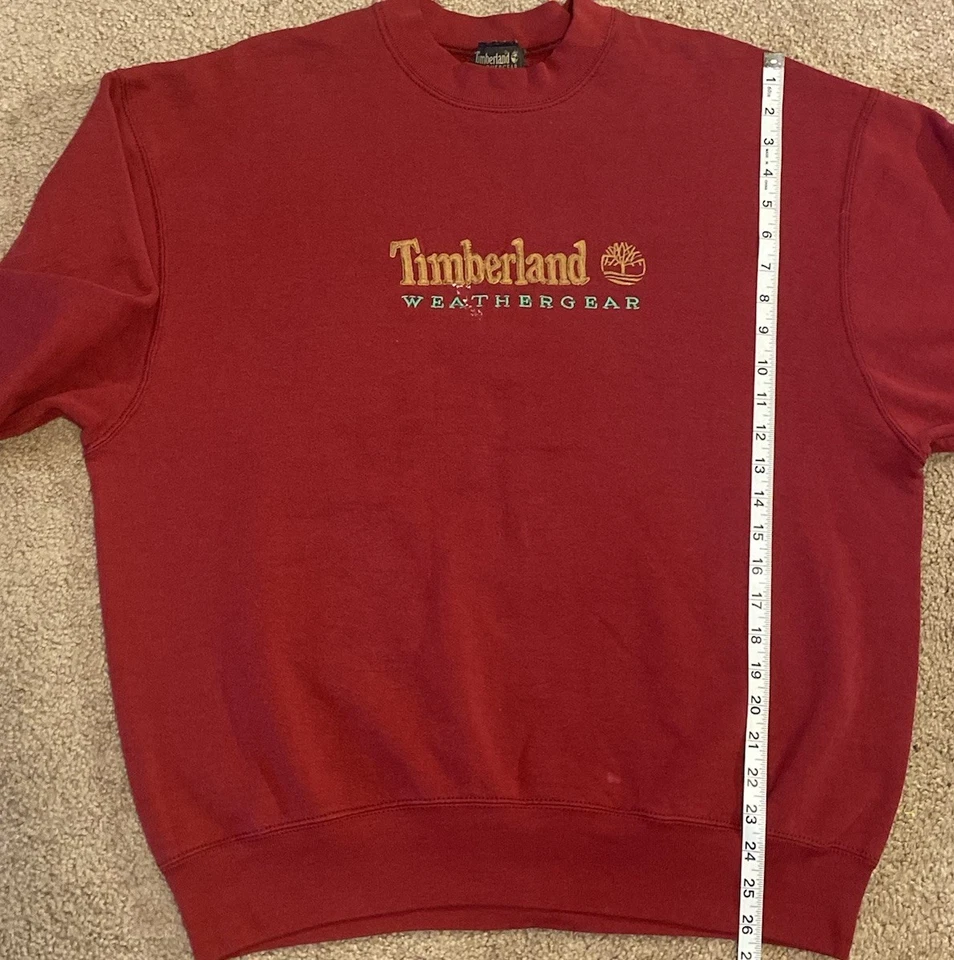Vintage 90’s Y2K Timberland Embroidered Spellout Logo Crewneck Sweatshirt Sz XL - Image 3 of 4
