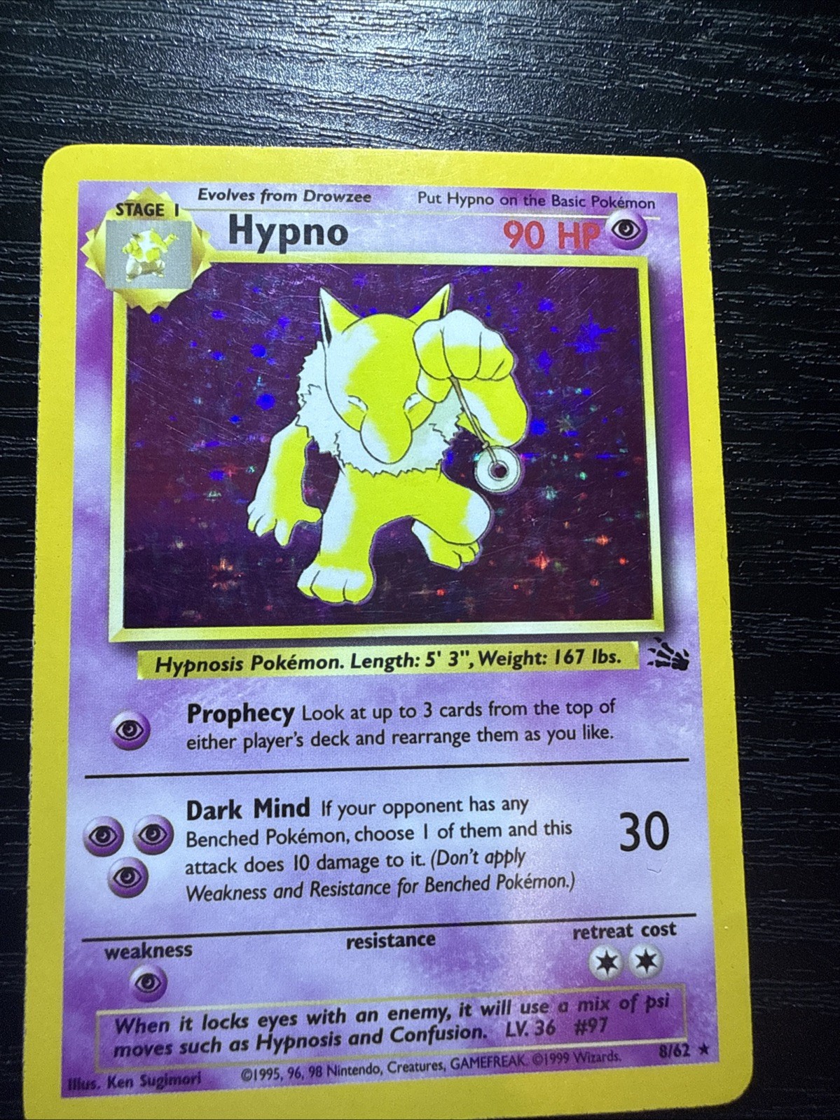 Pokemon Card - Hypno Fossil 8/62 Holo Rare