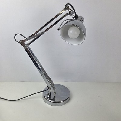 Sainsbury's Sinclair abgewinkelte Schreibtischlampe verchromt Arbeitstischleuchte Retro