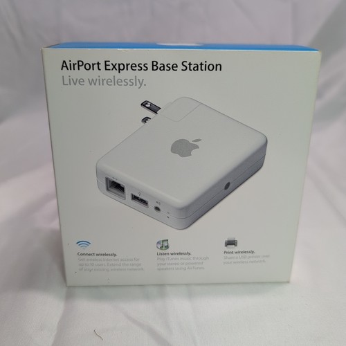 Apple AirPort Express AirTunes Mac PC Stacja bazowa Router A1084 Używany z pudełkiem - Zdjęcie 2 z 7