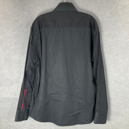 Absolute Rebellion Slim Fit Button Down Shirt Black Red Accent Long Sleeve Sz XL - Picture 2 of 12