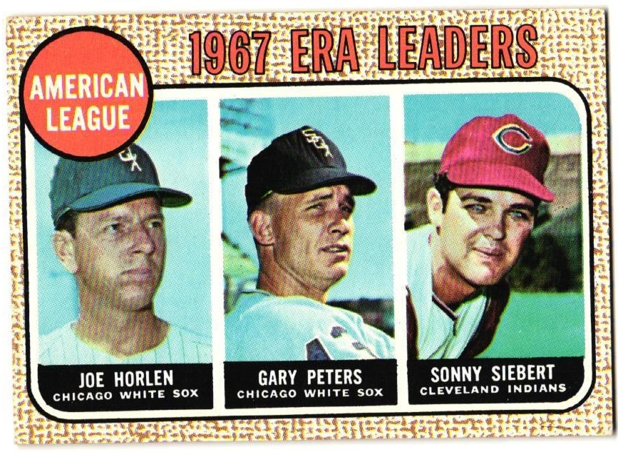 1968 Topps - League Leaders Gary Peters, Sonny Siebert, Joe Horlen #8 (B) VGEX