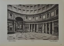 Antique Ancient Rome Pantheon Interior Wall Art Print 1920 Original History